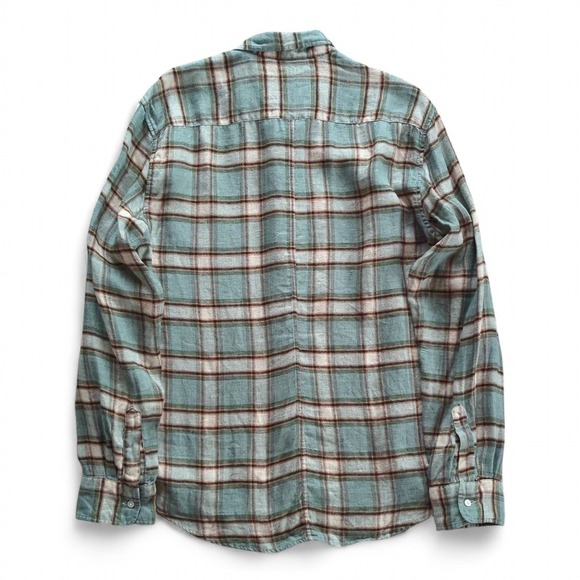 Frank & Eileen Linen Plaid Sage Green Shirt Size M Unisex - Picture 5 of 13